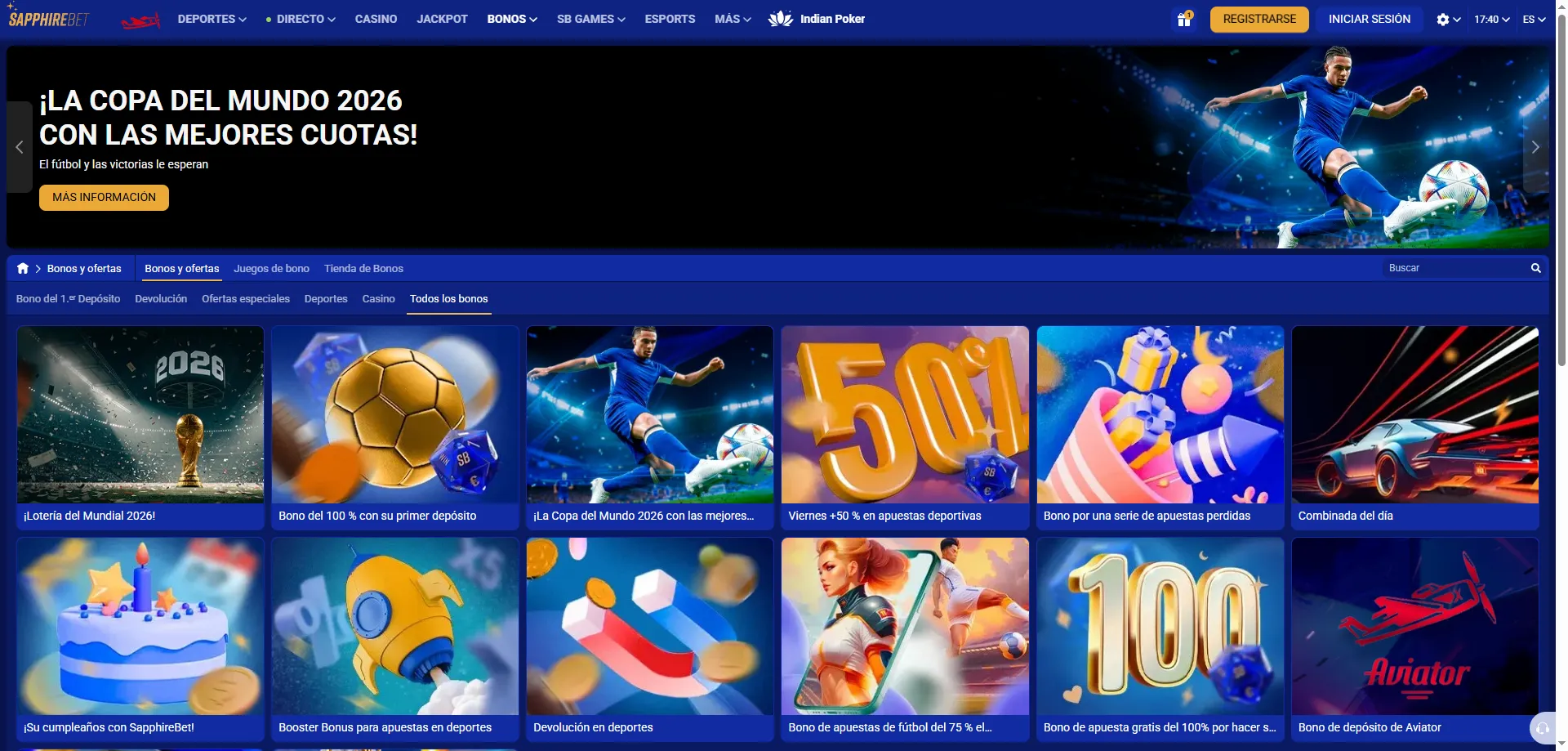 SapphireBet bono de bienvenida hasta 2.384.821 ARS m&aacute;s giros gratis