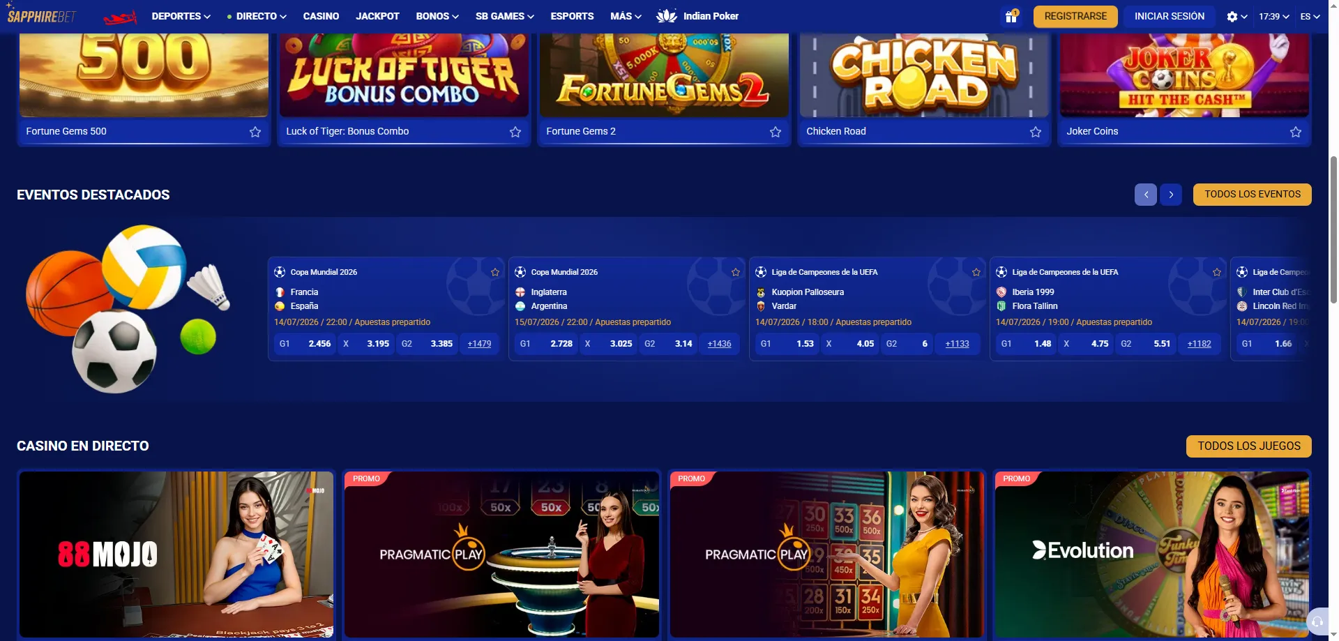 Apuestas deportivas en SapphireBet &ndash; f&uacute;tbol, tenis y m&aacute;s